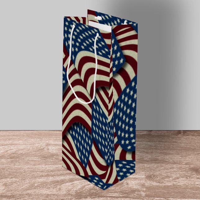 Stars & Stripes Red Blue USA Fahnen Geschenktüte Für Weinflaschen (Von Creator hochgeladen)