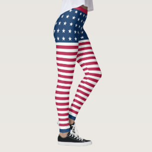 Stars & Stripes White Red Blue USA Patriotische Fl Leggings