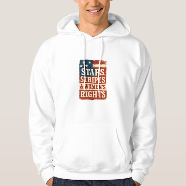 Stars, Stripes & Women’s Rights Distressed Flag Hoodie (Vorderseite)
