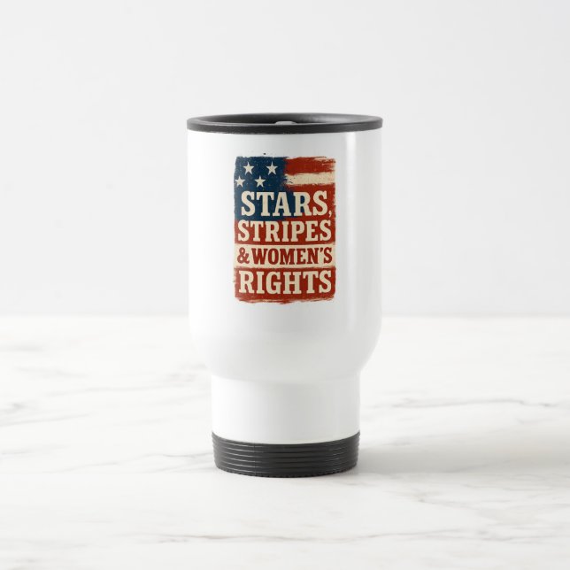 Stars, Stripes & Women’s Rights Distressed Flag Reisebecher (Mittel)