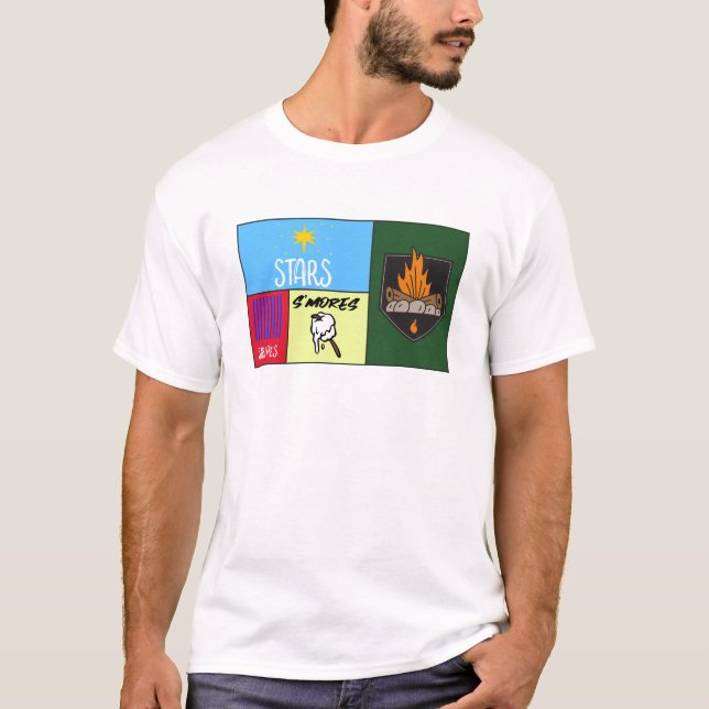 Stars Stripes's mehr amerikanisches Camping T-Shirt (Vorderseite)