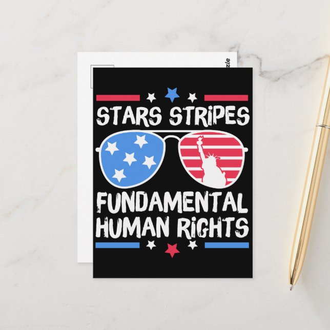 Stars Strips Grundrecht Postkarte (Vorderseite/Rückseite Beispiel)