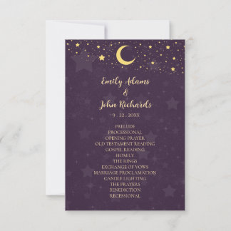 Stars und Mond des Lila Hochzeitsprogramms