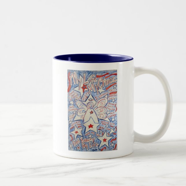 Stars und Streifen Angel Zweifarbige Tasse (Rechts)