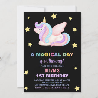 Stars Unicorn Einladung zum Geburtstag