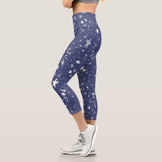 Stars White & Blue American 4. Juli Capri Leggings (Links)