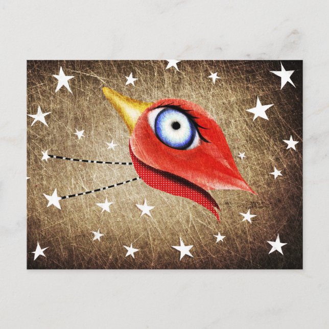Stars Winter Bird Postkarte (Vorderseite)