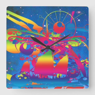 Starschiff Quadratische Wanduhr