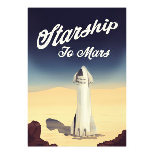 Starship to Mars Vintage Style Space Reise. Fotodruck