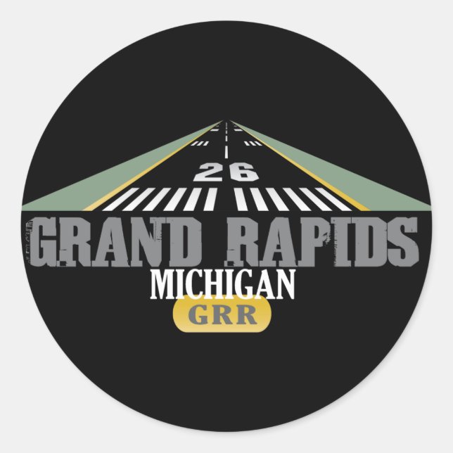 Start 26 - Grand Rapids Michigan GRR Runder Aufkleber (Vorderseite)