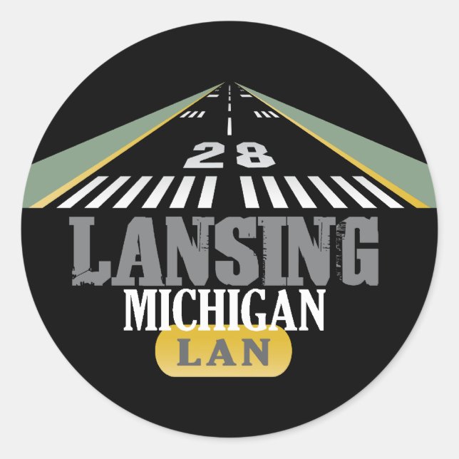 Start 28 - Lansing Michigan LAN Runder Aufkleber (Vorderseite)