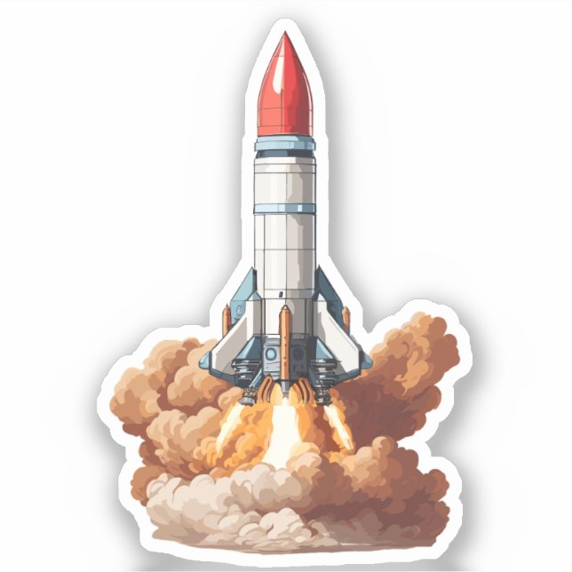Start der Weltraumrakete Aufkleber (Vorderseite)