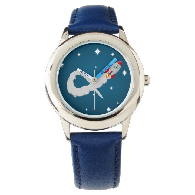 Start der Weltraumrakete im Weltraum Armbanduhr (Vorderseite)