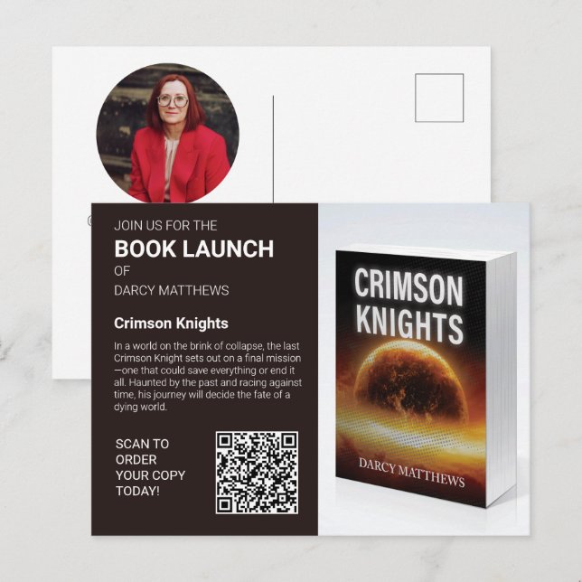 Start des Buches Autor Promo Foto QR Code Postkarte (Vorne/Hinten)