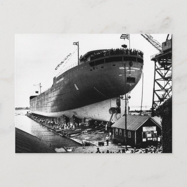 Start des Edmund Fitzgerald 6-8-1958 (#1) Postkarte (Vorderseite)