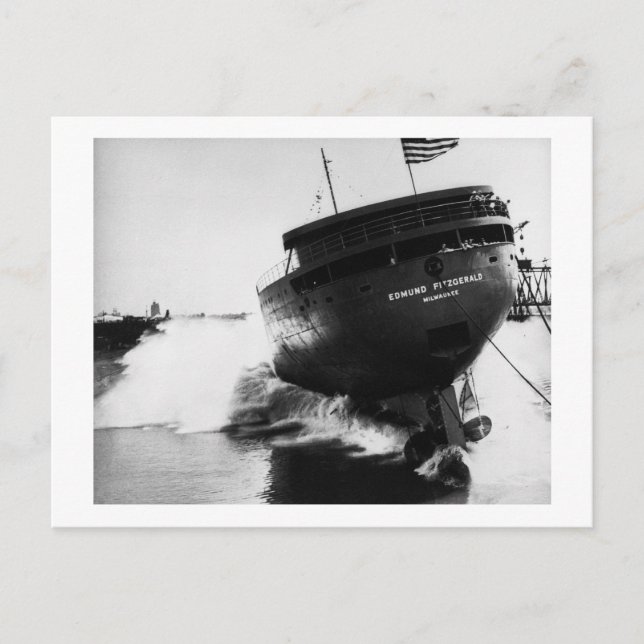Start des Edmund Fitzgerald 6-8-1958 (#2) Postkarte (Vorderseite)