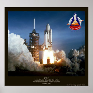 Start des ersten Space Shuttles STS-1 Columbia Poster