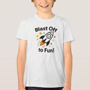 Start ins Vergnügen Buntes Raketendesign Tri-Blend Shirt