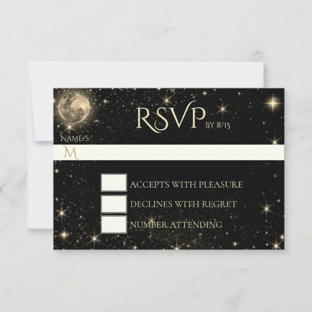 Start Night mit Moon Gold RSVP Card Karte (Vorderseite)
