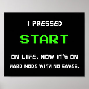 START-Taste Retro-8-Bit-Pixel-Art-Gamer-Gaming Poster