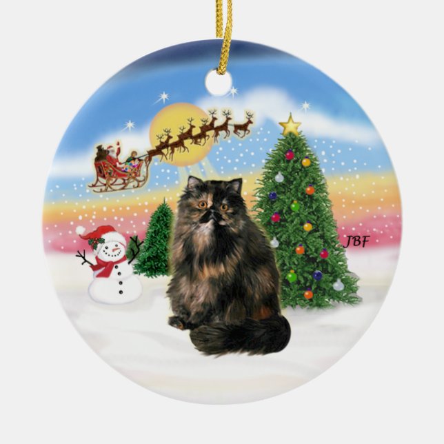 Start - Tortie Persian cat Keramik Ornament (Vorne)