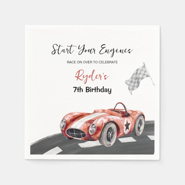 Start Your Engine Any Age Birthday  Serviette (Vorderseite)