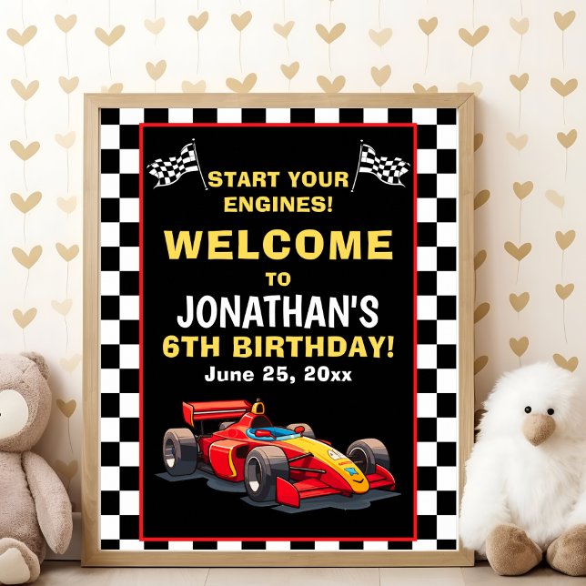 Start Your Engines! Fun Racing Driver Birthday Boy Poster (Von Creator hochgeladen)