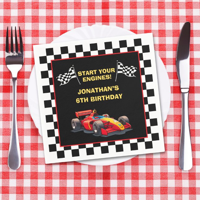 Start Your Engines! Fun Racing Driver Birthday  Serviette (Von Creator hochgeladen)