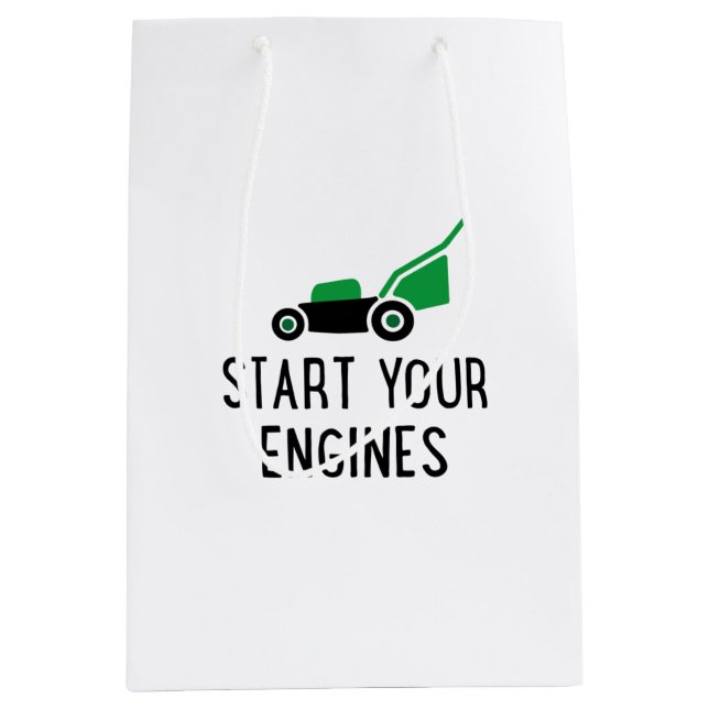 Start your Engines Lawn Mower Mittlere Geschenktüte (Vorderseite)