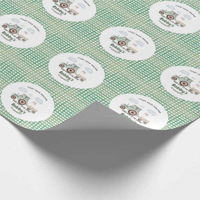 Start Your Tractor 1st Birthday Geschenkpapier (Ecke)