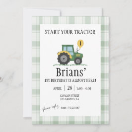 Start Your Tractor Children's Birthday Invitation Einladung