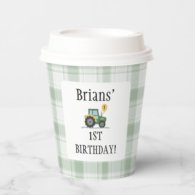 Start Your Tractor Square Paper Cups Pappbecher (Vorderseite)