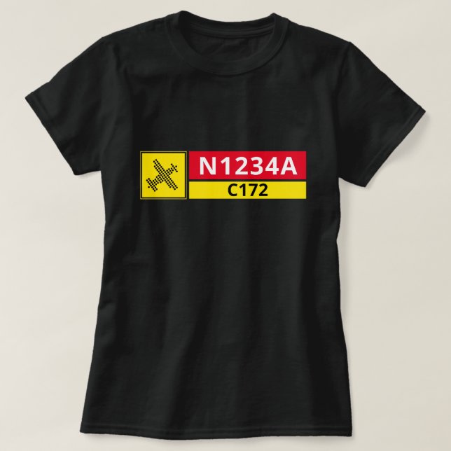 Startbahnschild mit Flugzeugnummer T-Shirt (Design vorne)