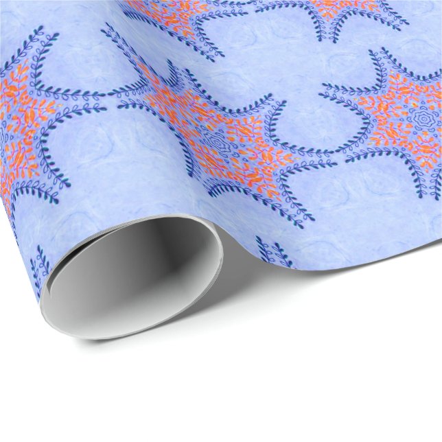 STARTEN MIT ROTEN BLUE FLORAL GESCHENKPAPIER (Rolleneckpunkt)
