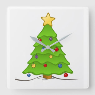 **STARTEN SIE DEN URLAUB-BAUM** SQUARE WALL-CLOCK QUADRATISCHE WANDUHR