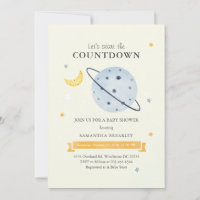 Starten Sie die Countdown-Baby-Dusche des Weltraum