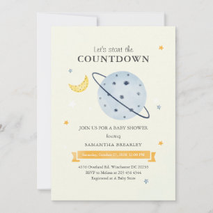 Starten Sie die Countdown-Baby-Dusche des Weltraum Einladung
