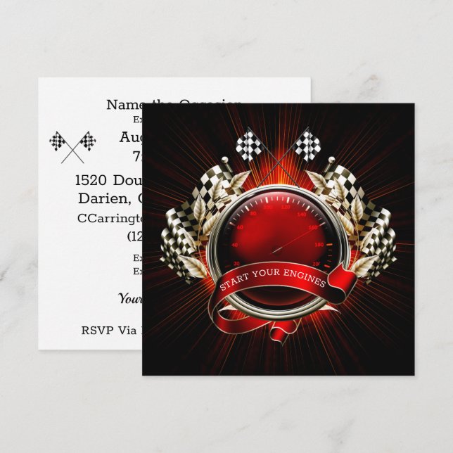 Starten Sie Ihre Motoren Einladung (Vorne/Hinten)