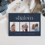 Startende Verbindung | Hanukkah Foto Collage Folien Feiertagskarte<br><div class="desc">Senden Sie Hanukkah Grüße an Freunde und Familie in schicken Stil mit unseren eleganten Fotokarten. Die Karte ist so konzipiert, dass sie drei Ihrer liebsten quadratischen Fotos, die nebeneinander in einem Collage-Format angeordnet sind, aufnehmen kann. Sie enthält Ihren persönlichen Gruß (mit "fröhlicher Hanukkah" gezeigt) und die Familiennamen, die sich unten...</div>