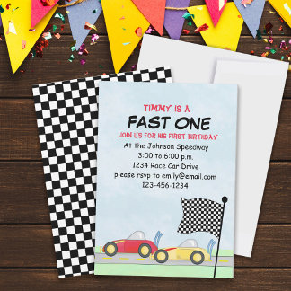 Starter Geburtstag Boys Race Cars Niedlich Fast On Einladung