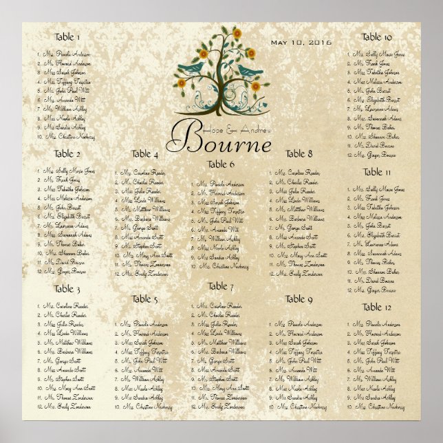 Startet bei $13.20 Seating Chart 12 Tische Poster (Vorne)