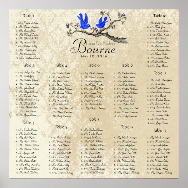Startet bei $13.20 Seating Chart 12 Tische Poster (Vorne)