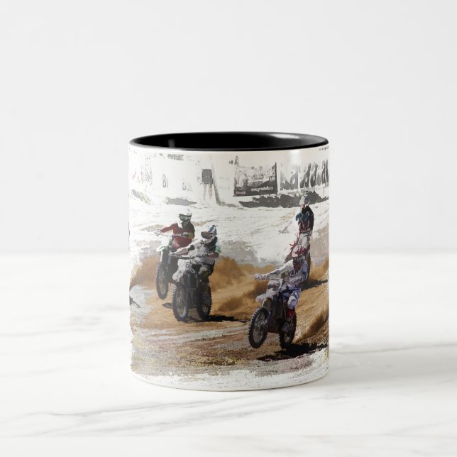 Startet Strong! - Motocross-Renner Zweifarbige Tasse (Mittel)