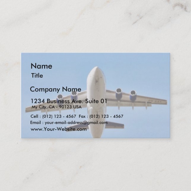 Starthöhe des Flugzeugs Visitenkarte (Vorderseite)