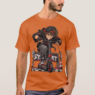 Starting Line Extreme Scooter Racer Anime T-Shirt
