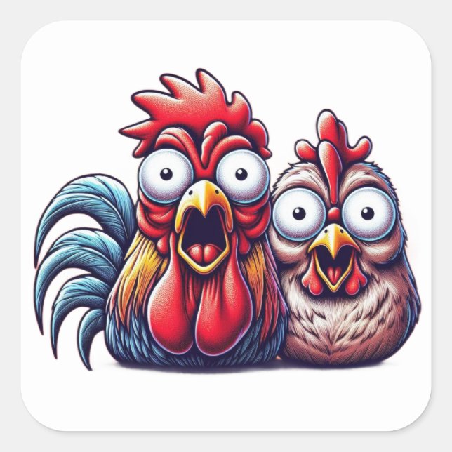 Startled Chicken Pair Sticker Sheet (Vorderseite)