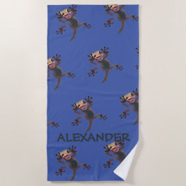 Startling Funny Gecko Lizard Blue Individuelle Nam Strandtuch