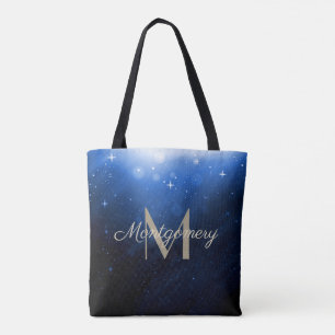 Startnight Sky, Gold Vine Blume Monogramm/Name Tasche