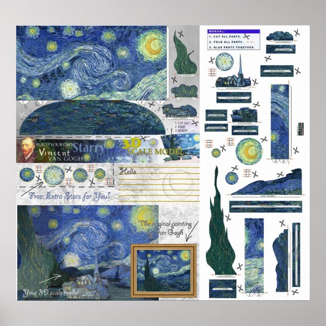 Startnight Van Gogh Papercraft Poster Print (Vorne)