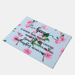 Startseite Zitat   Rosa Blumenmuster Fußmatte